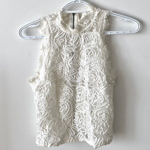 ZARA WHITE LACE CROP BLOUSE